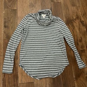 Loft Outlet Gray and White striped top XS, cozy, roomy, very soft, lightweight